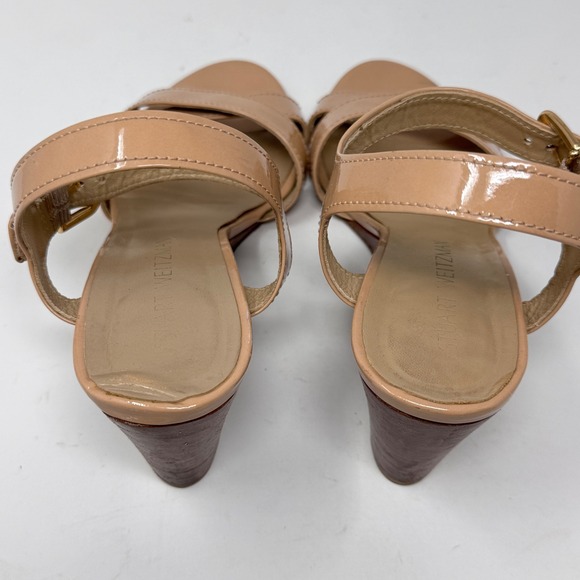 Stuart Weitzman Nextwedge Adobe Aniline Leather Sandals Size 8 - Picture 6 of 9